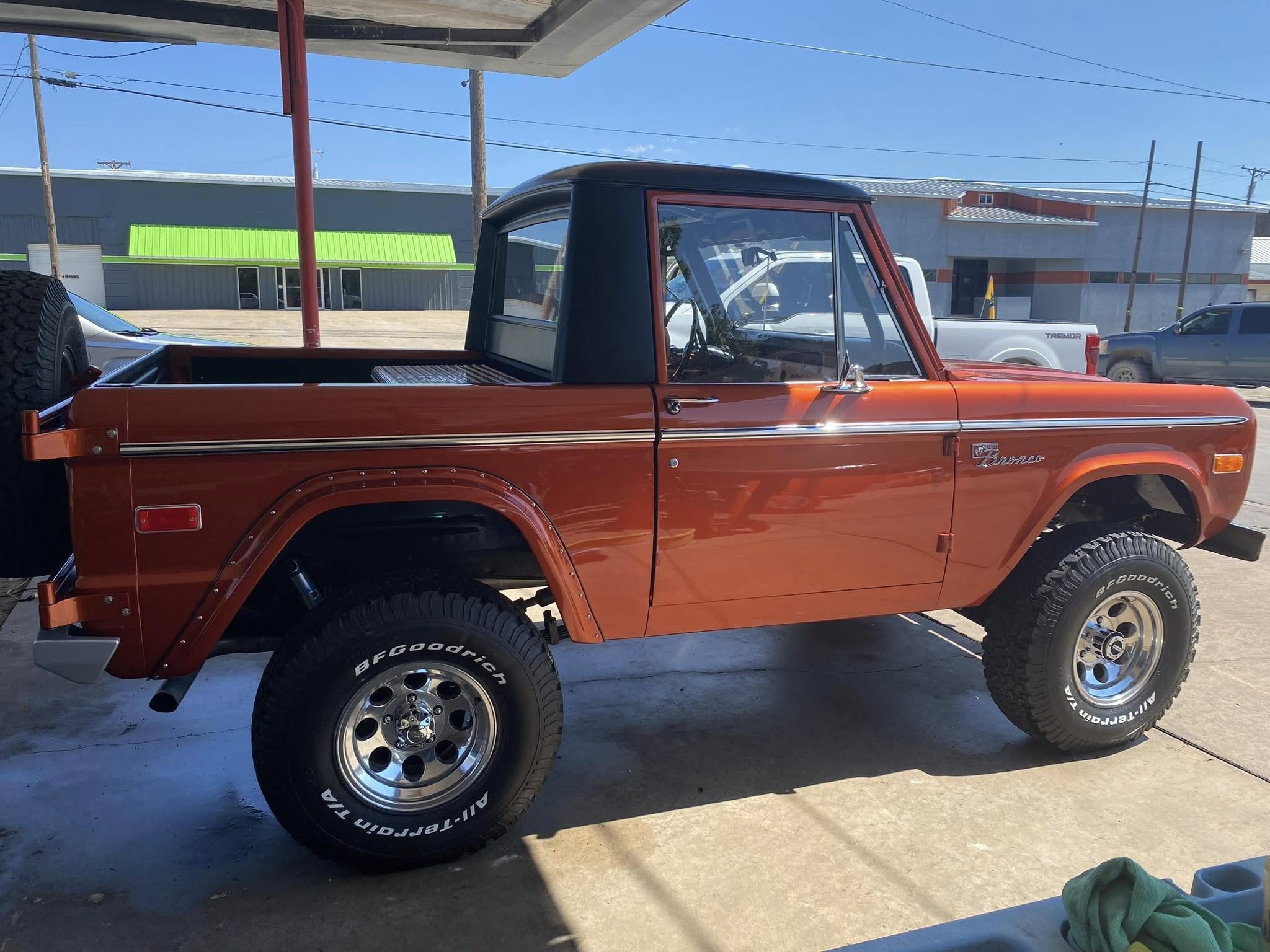 Classic Ford Bronco with a glossy waxed paint finish in Dublin, TX