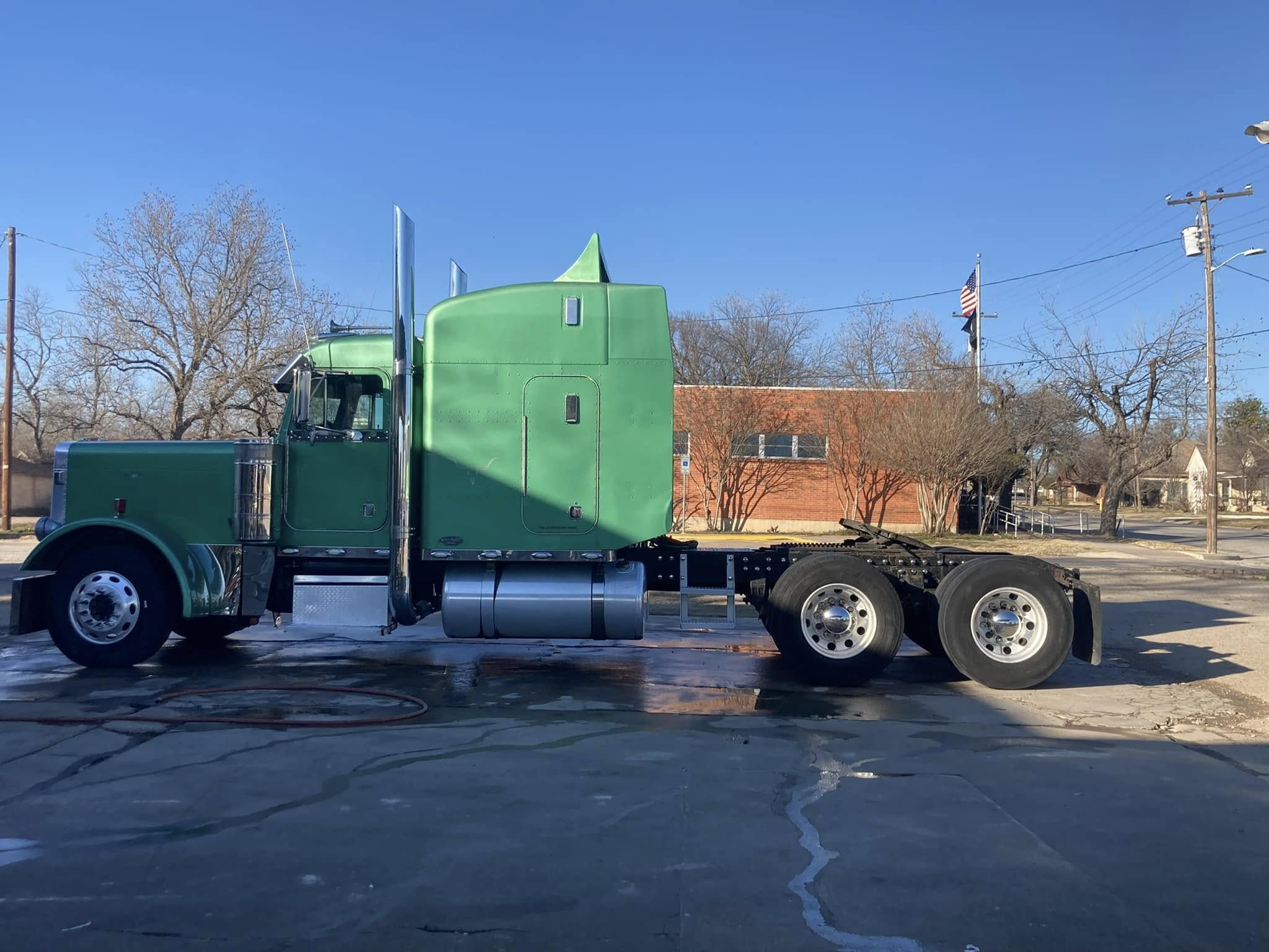 Semi truck cab being washed at Texas Car Detail, serving Dublin, TX and surrounding Erath County towns