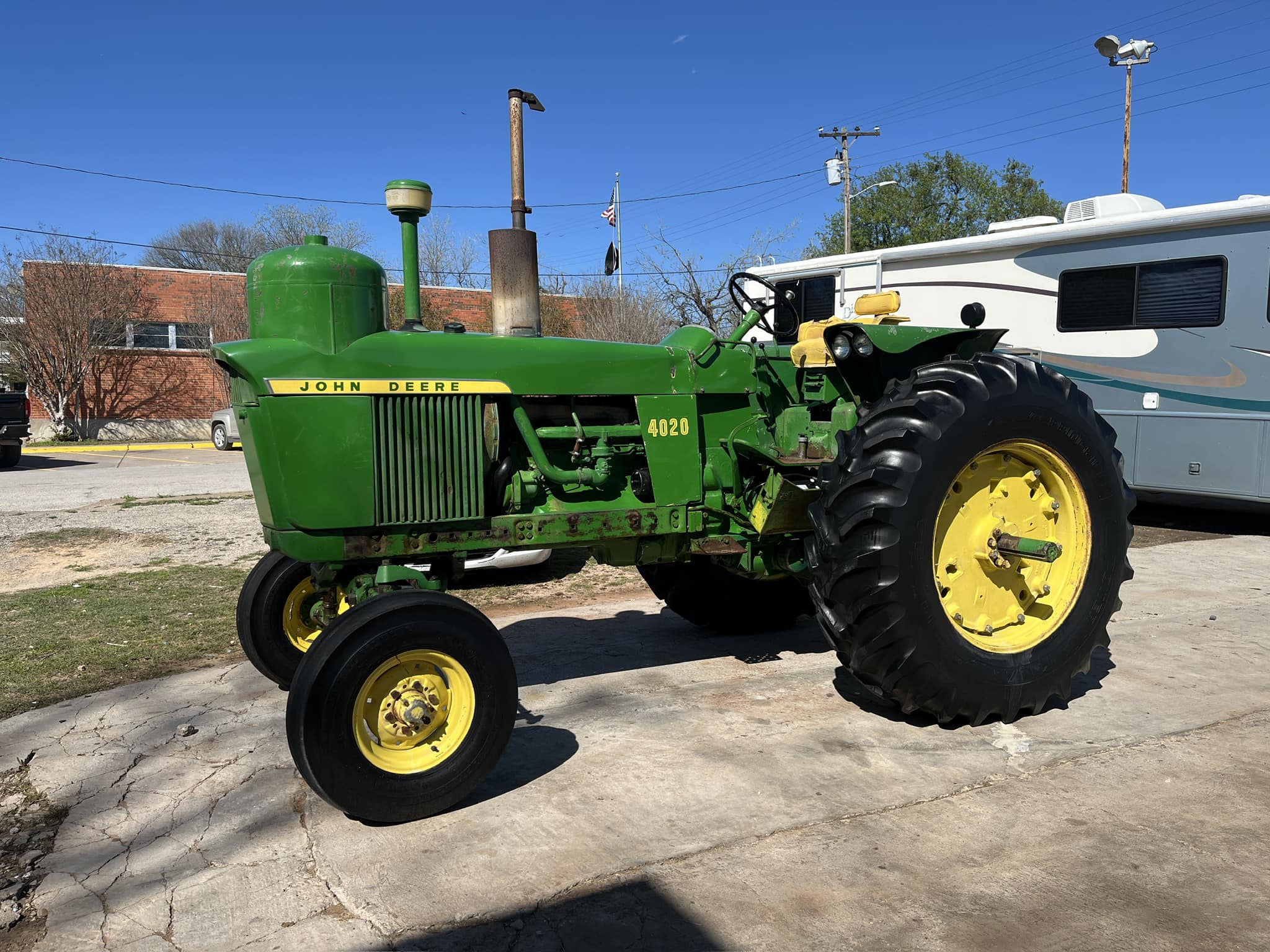 John Deere tractor detailed by Texas Car Detail outside the Dublin, TX shop